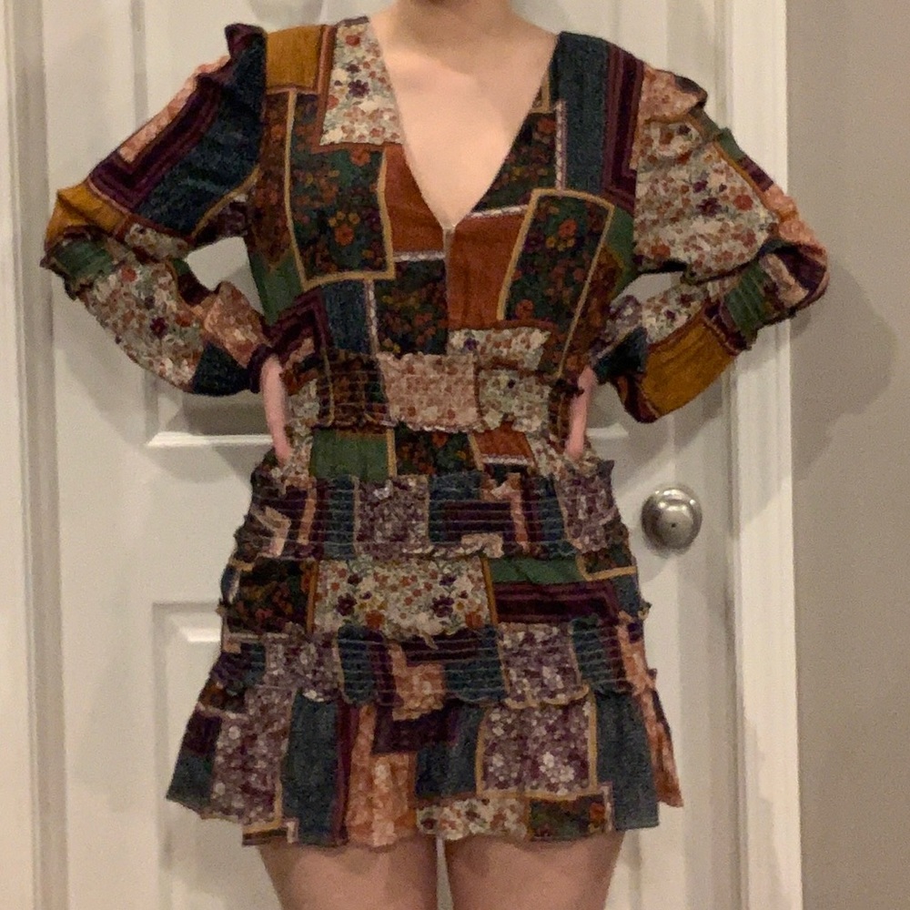 Olivaceous Patchwork Mini Dress • Medium